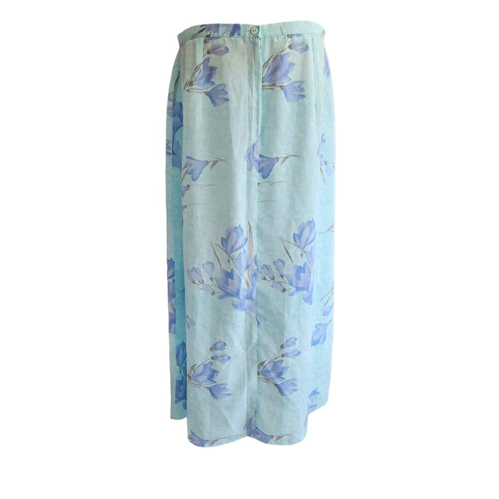 Y2k Fairycore Floral Midi Skirt Turquoise Semi Sheer - Medium
